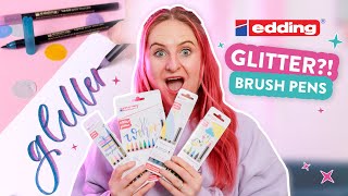 GLITTER Edding Brush Pens Calligraphy Pen Review