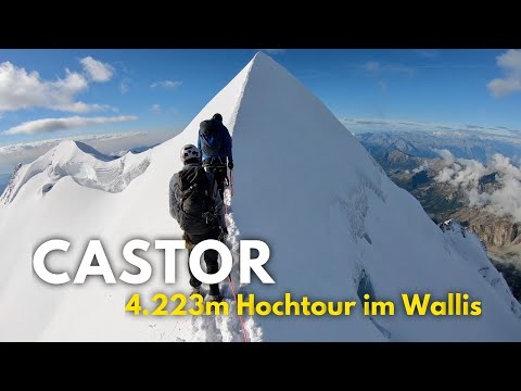 Castor 4.223m, Ausgesetzte Überschreitung im Wallis, vom Refugio Quintino Sella