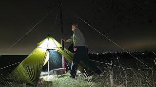 Hot Tent camping with lightweight setup.