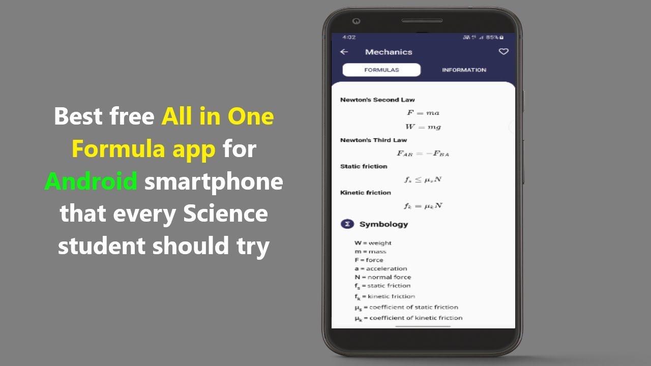 Best free All in One Formula app for Android smartphone that every Science student should try.