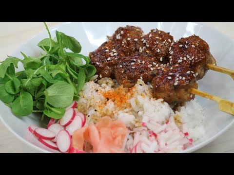 Chicken & Pork Meatballs with a Tasty Sauce - Fried Tsukune つくね - Morgane Recipes