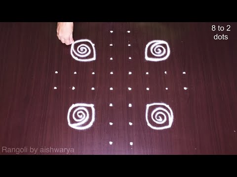 8 Pulli Kolam Step by Step