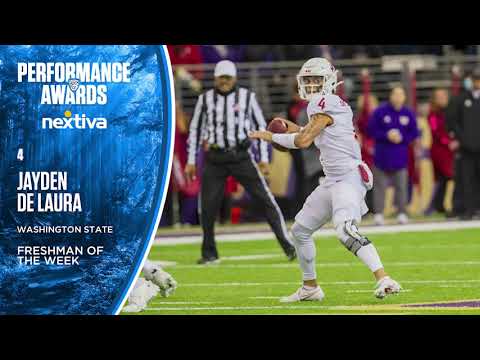 WSU Football: Jayden de Laura named Pac-12 Freshman of the Week!  11/29/21