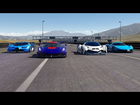 Bugatti Vision GT vs Koenigsegg Jesko vs Devel Sixteen vs Koenigsegg Jesko Absolut at Stage Route X
