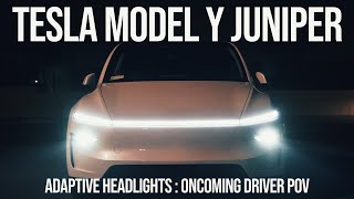Tesla Model Y Juniper: Adaptive Headlights from the Oncoming Driving POV