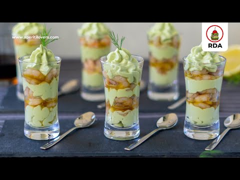 CREMA de AGUACATE con GAMBAS ALIÑADAS - Aperitivo en Vasito para Navidad #98