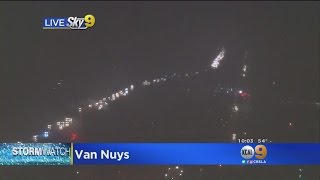 Heavy Rain Causes Traffic Nightmare (Shocker!) On 405 In Van Nuys