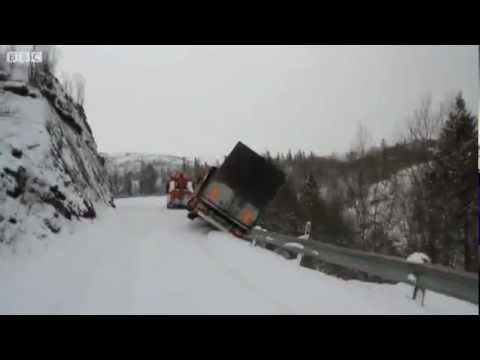 Trailer and Tow Truck  Fall Off a Cliff in Norway