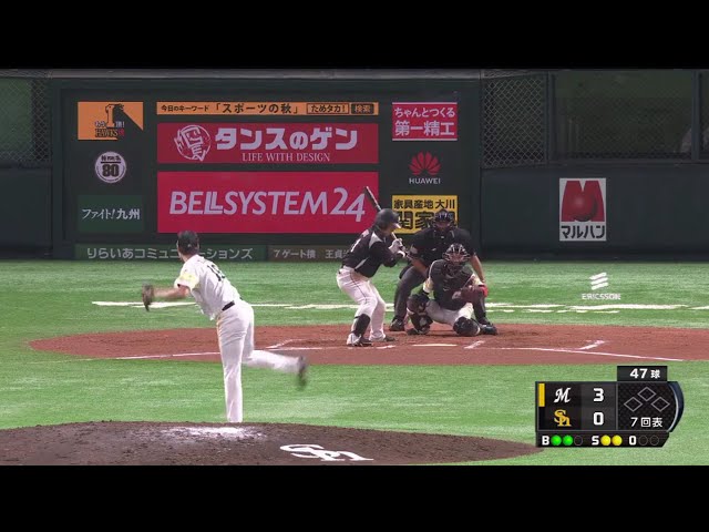 【7回表】ホークス・武田 切れ味抜群のカーブで見逃し三振を奪う!! 2018/10/1 H-M