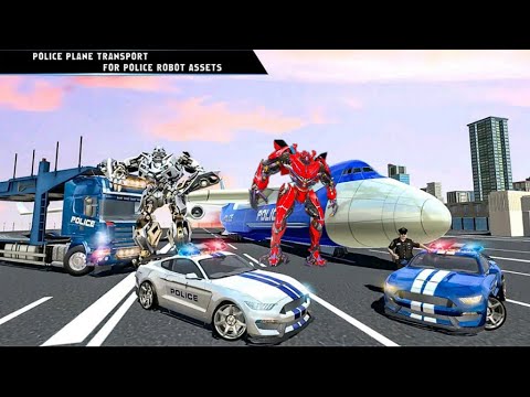 US Police Airplane Transport Robot Car Transform Simulator - Android Gameplay