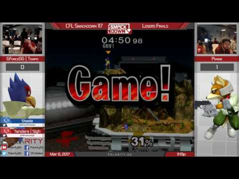 CFL Smackdown 117 Melee - Pengie (Fox) vs GForceGG | Tempo (Falco) - Losers Finals