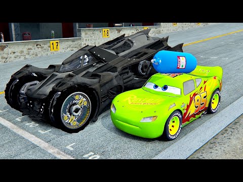 Lightning McQueen NOS Edition vs Batmobile Arkham Knight at Top Gear Track
