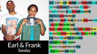 Earl Sweatshirt &amp; Frank Ocean - Sunday - Rhyme Check lyric video