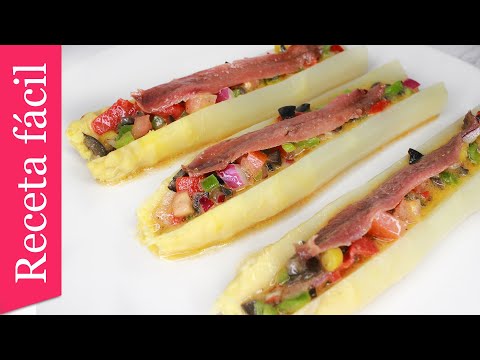 Espárragos de NAVARRA Rellenos: Vinagreta Increíble + Anchoas | Receta casera y fácil