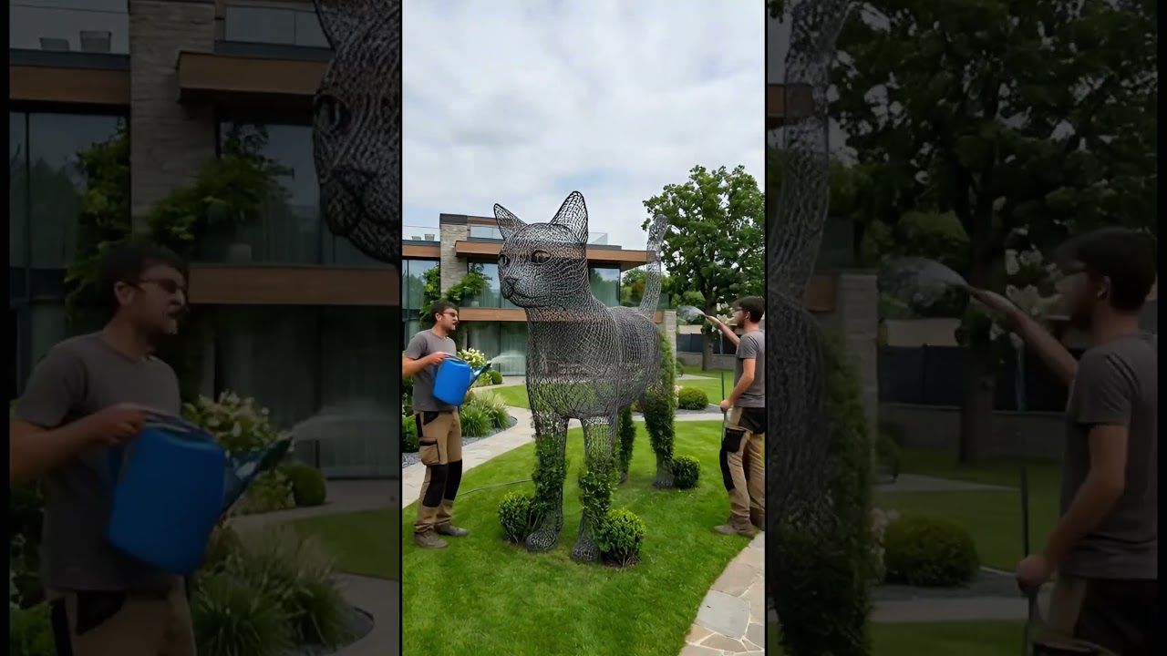 Luxury Garden Cat Topiary Installation and Growth Timelapse