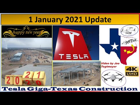 Tesla Gigafactory Texas 1 January 2021 Cyber Truck & Model Y Factory Construction Update (07:15AM)
