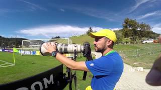 Acompanhe um dia de trabalho do fotógrafo da Seleção Brasileira