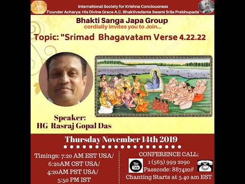 Srimad Bhagavatam verse 4.22.22 By HG Rasraj Gopal prabhuji   On November 14th, Thursday