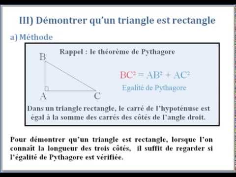 comment demontrer qu'un triangle est rectangle 4eme