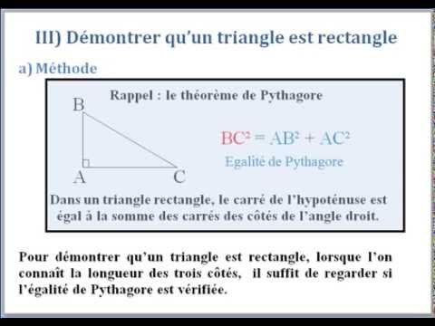 comment démontrer qu'un triangle est rectangle