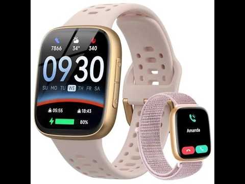 Smart Watch for Women Men, 1.85" HD AMOLED Fitness Tracker (Answer/Call) with 24/7 Heart Rate/Sleep/SpO2 Monitor for iPhone & Android, 120+ Sports Modes Smartwatch with IP68 Waterproof, 2 Bands video review thumbnail