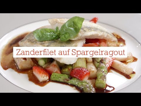 Zanderfilet auf Spargelragout mit Balsamico