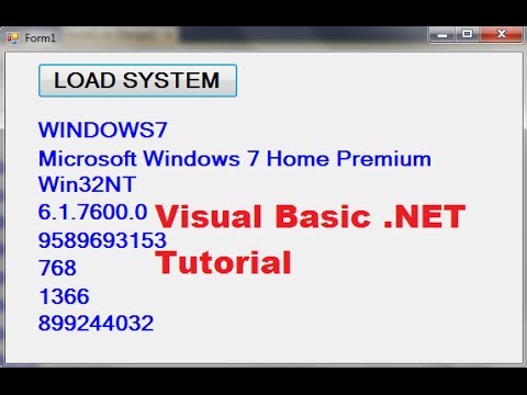 Visual Basic .NET Tutorial 38 - Displaying Computer information using VB.NET