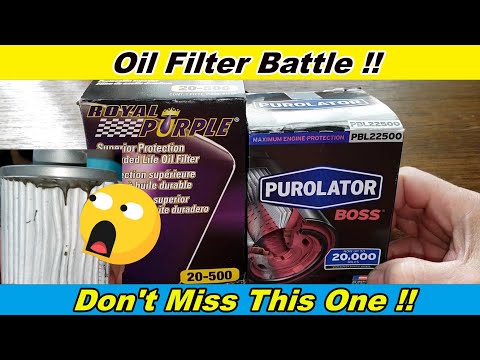 Royal Purple Oil Filter 20-500 Cut Open vs. Purolator Boss Oil Filter PBL22500 Cut Open