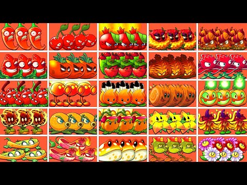 PvZ2 Battlez - 25 Best RED & ORANGE Plants Power-Up - Who is Best Plant?