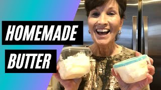 How to make HOMEMADE BUTTER / NO CHURN / Bonus homemade BUTTERMILK!