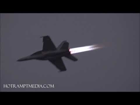F-18F Super Hornet night time afterburner passes- Virginia Beach evening show 2017
