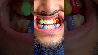 Turned Skittles candy into wearable grills! Who’s wearing these😎 #skittles #candy #grills #art