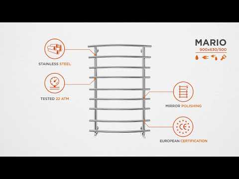 Водяной полотенцесушитель Mario Марио 1.1.0702.01.P (4820111351282, 900x630, хром/белый глянец/черный матовый)