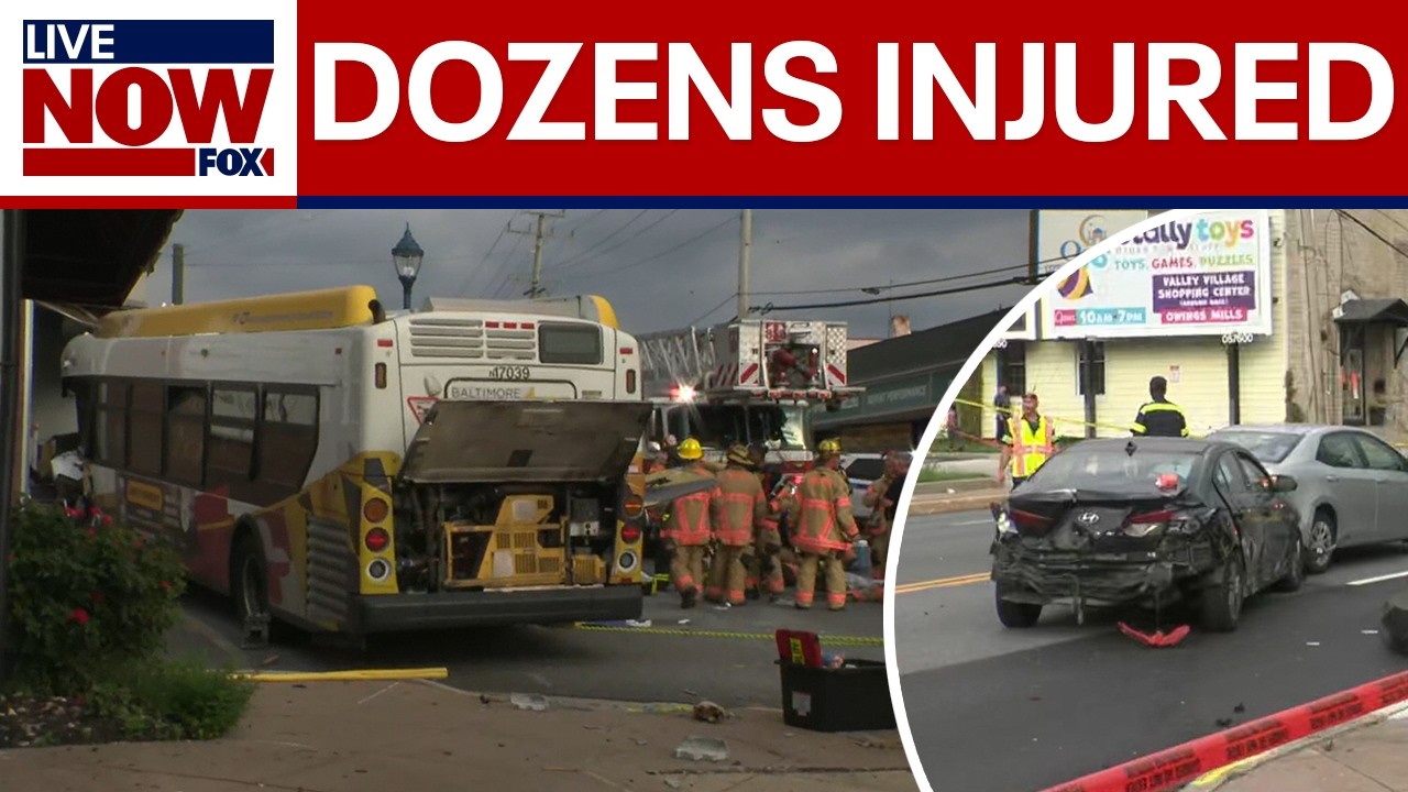 BREAKING: Dozens injured after bus crashes into Baltimore County building