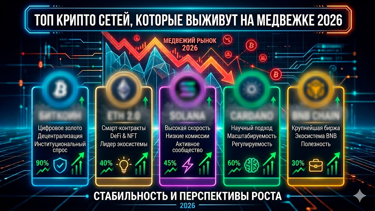 ТОП КРИПТО СЕТЕЙ КОТОРЫЕ ВЫЖИВУТ НА МЕДВЕЖКЕ 2026