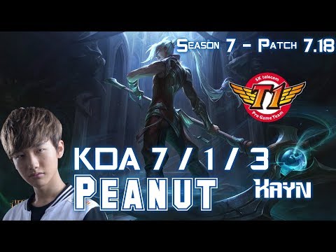 SKT T1 Peanut KAYN vs NIDALEE Jungle - Patch 7.18 KR Ranked