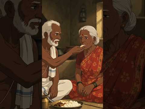 கையில் காயத்துடன் இருக்கும் மனைவிக்கு மச்சைக் கொட்டை கருவாட்டுக் குழம்பு ஊட்டி விடும் அன்பான தாத்தா