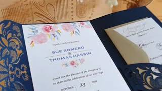 Laser cut wedding invitations, lasercut pocket suite and 2020 and 2021 invite trends samples