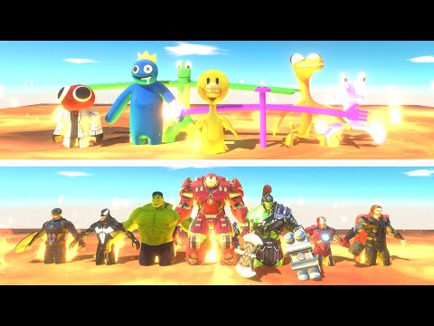 Lava War | Rainbow Friends VS Marvel - Animal Revolt Battle Simulator