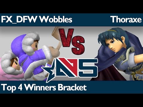 AB5 Melee - FX_DFW Wobbles (ICs) vs Thoraxe (Marth,Fox) - Top 4 Winners