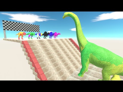 SUPERHEROES MARVEL T REX SPEED RACE WITH COLOR SPINO DEATH FALL - Animal Revolt Battle Simulator