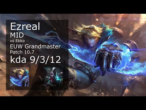 Ezreal vs Ekko Mid - EUW Grandmaster 9/3/12 Patch 10.7 Gameplay