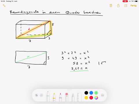 Raumdiagonale eines Quaders berechnen