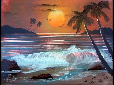 Ocean Sunset -Spray Paint Art