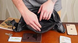 Сумка через плечо Vintage 20831 кожаная черная.