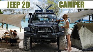 JEEP CAMPING in Moreton Island, tarp setup - Sounds of Camping Ep6