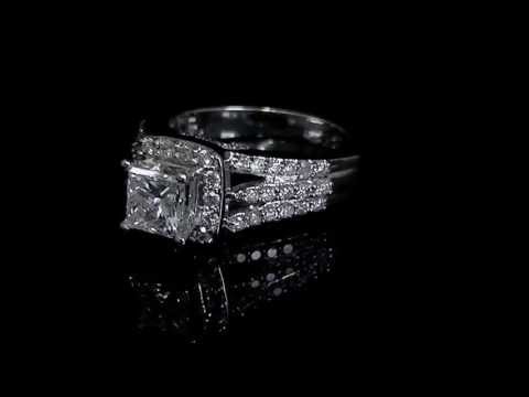 1.65 CT T.W. SI1 G PRINCESS CUT DIAMOND ENGAGEMENT RING 14K SOLID WHITE GOLD