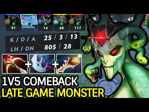 Medusa 1v5 COMEBACK with RAPIER – The True Late Game Monster Dota 2
