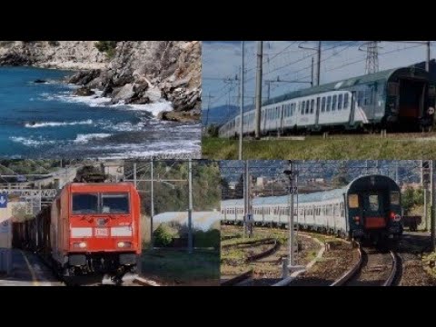 COMPILATION DI MARE & TRENI DEL MARE TRA SESTRI LEVANTE E RIVA TRIGOSO + TRENO MERCI DB ROMA CHIASSO