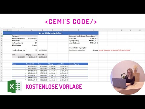 Excel annuity loan – amortization schedule with special repayments and fixed interest rate – free...